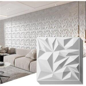 Art3d 3D Wall Panels 33 Pack White Diamond Accent Panels for Living Room Decor